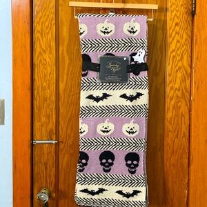 Spooky Night Pumpkins, Skulls, Bats Fair Isle Knit Jacquard Oversized Throw NWT